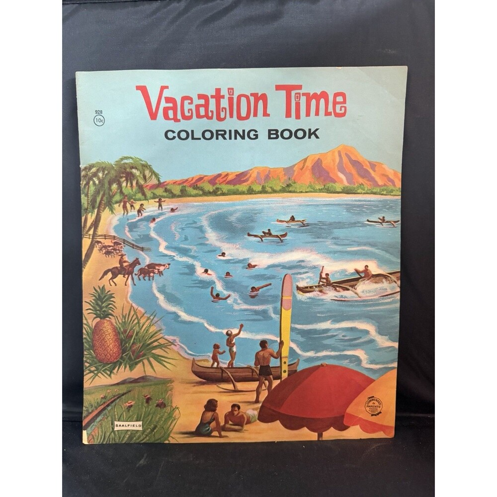 Vintage Vacation Time Coloring Book Saalfield Publishing Company
